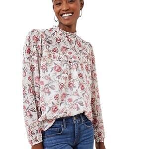 LOFT Women’s floral blouse w ruffle details, size XS